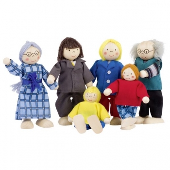 Drewniane lalki rodzina do domku dla lalek / GOKI