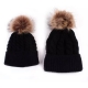 Zimowy zestaw czapek dla dziecka i dla mamy czarny